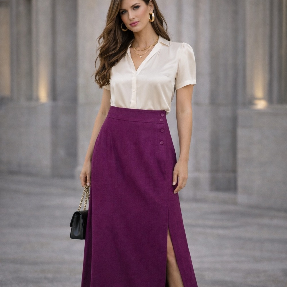 NWT Vintage Deadstock 60s Maxi Skirt Compagnie baie d’Hudson Wool Magenta Sz 6